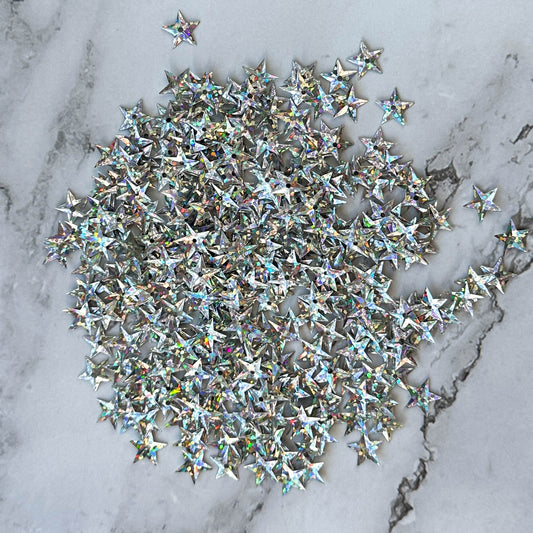 Ornament Paillette, Sequins Beads, Star, Silver, 10x10mm, 5g, 350 pieces