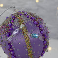 Load image into Gallery viewer, Beaded Sequin Christmas Ornament Candy by Whim5seasons - cute candy charms, gold accents. (Medium Purple) 
