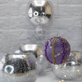 Load image into Gallery viewer, Handmade Christmas Ornament Candy by Whim5seasons -in front of silver bowls. (Medium Purple) 
