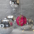 Load image into Gallery viewer, Handmade Christmas Ornament Candy from Whim5seasons features bright fuchsia color, Metallic cord hanger, and gold trim. (Deep Pink) 

