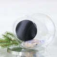 Load image into Gallery viewer, DIY Black Ornament Kit in a clear plastic container with a smooth satin ball, and push pin kit materials in a small clear bag on a white background with holiday greenery by Whim5seasons. (Black)
