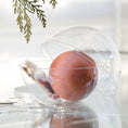 Load image into Gallery viewer, Materials for Push Pin Ornament Kit "Leaves Are Falling" in rosy brown are inside a round plastic clear container and have a light brown colored satin foam core and a bag with beads and charms. (RosyBrown)
