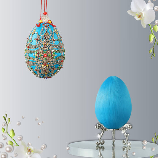 Misbah Easter Egg Ornament Kit from Whim5seasons offersbeautifully packed kits for push pin art enthusiasts. (Sky Blue)