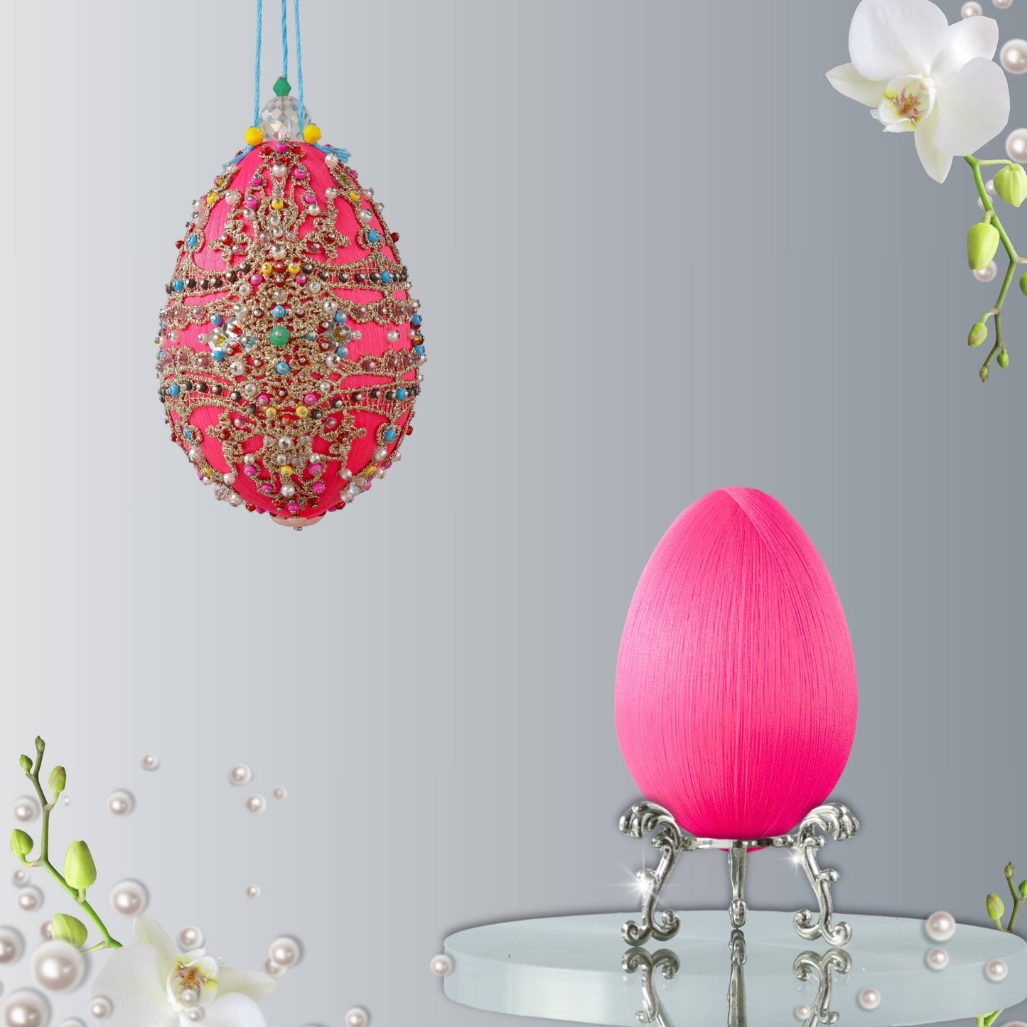 Misbah Easter Egg Ornament Kit from Whim5seasons offers beautifully packed handcrafted kits for ornament making addicts. (Deep Pink)