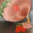 Load image into Gallery viewer, A close-up of a Handmade Push Pin Ornament in rosy brown featuring a rust colored fabric maple leaf applique pinned to a satin foam core with dressmaker pins. (RosyBrown)
