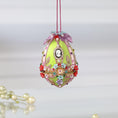 Load image into Gallery viewer, Decorative handmade opulent Easter egg push pin ornament richly embellished with flowers like a Faberge egg by Whim5seasons.
