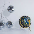 Load image into Gallery viewer, A close view of the bottom detail of New Year Star Ornament from Whim5seasons showcasing sparkling rhinestones and crystal beads. (Dark Slate Blue)
