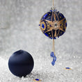 Load image into Gallery viewer, Phoenix Christmas Beaded Push Pin Ornament Kit features large cameos with blue rhinestones, gold alloy accents, and rose gold chain. (Navy)
