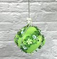 Load and play video in Gallery viewer, Christmas Sequin Satin Ornament Push Pin Kit for adults DIY Vintage Garland lime green video
