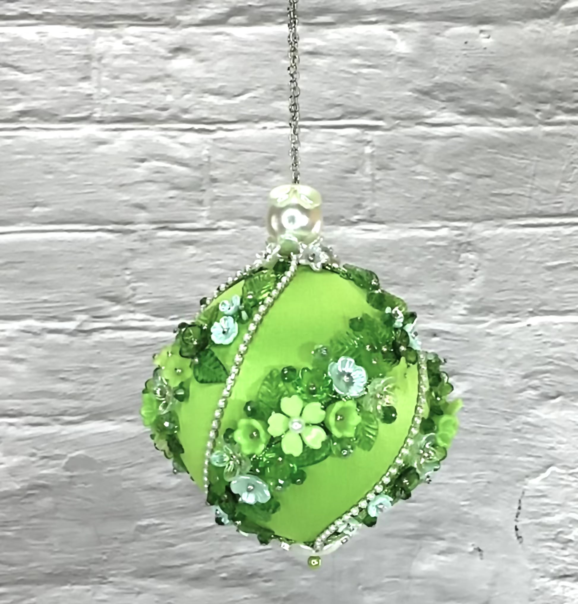 Christmas Sequin Satin Ornament Push Pin Kit for adults DIY Vintage Garland lime green video