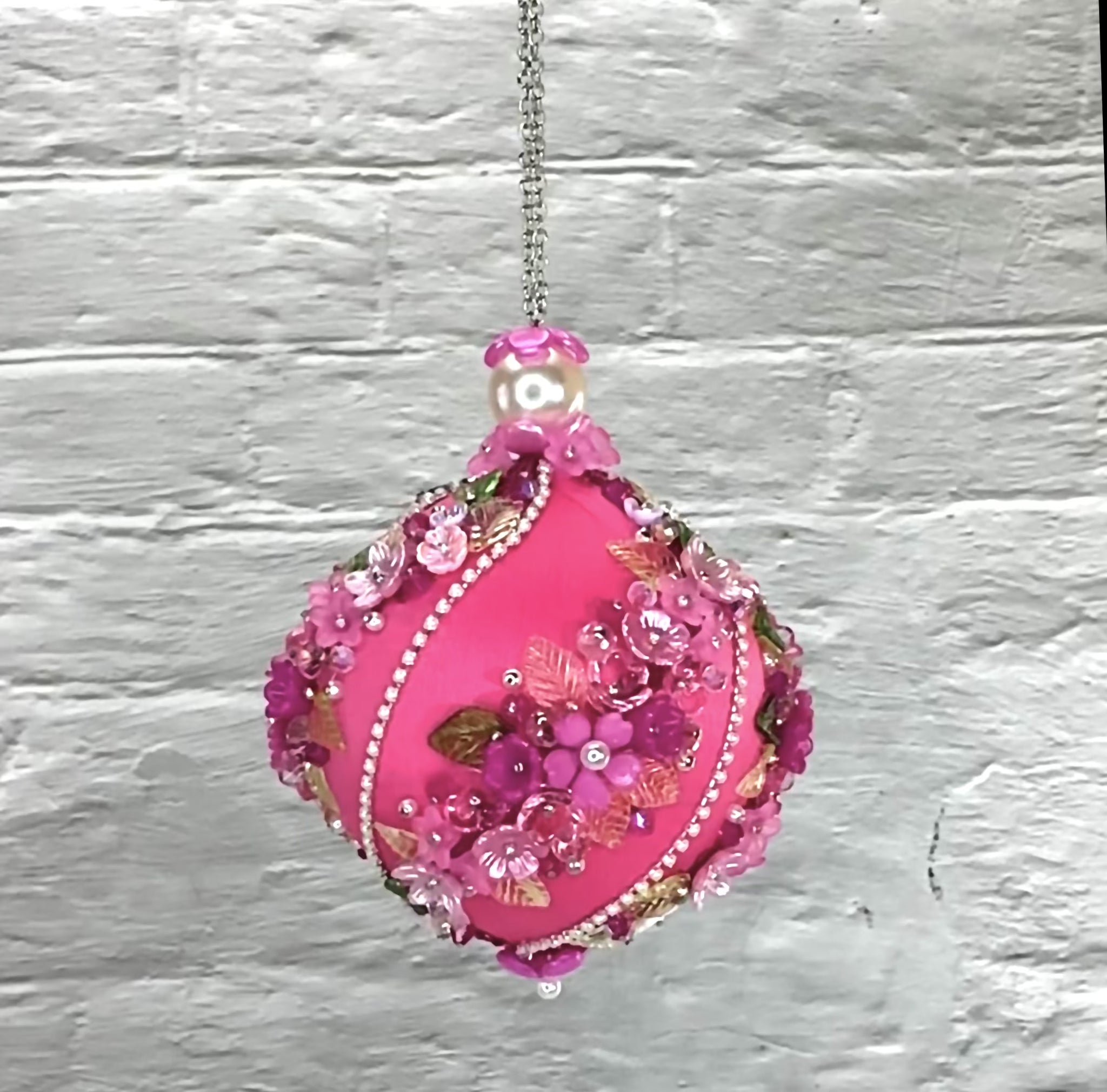 Christmas Sequin Satin Ornament Push Pin Kit for adults DIY Vintage Garland fuchsia video