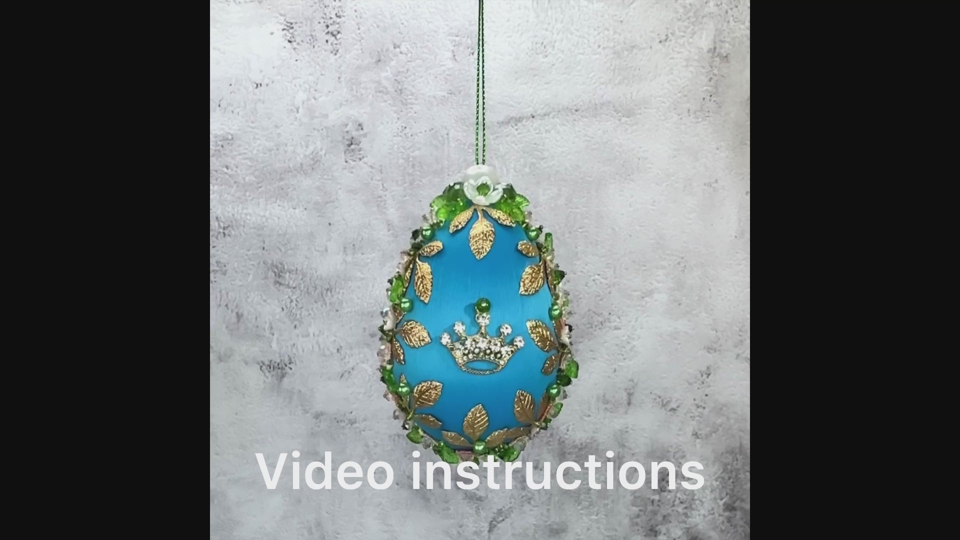 Golden Crown Satin Ornament video  teal