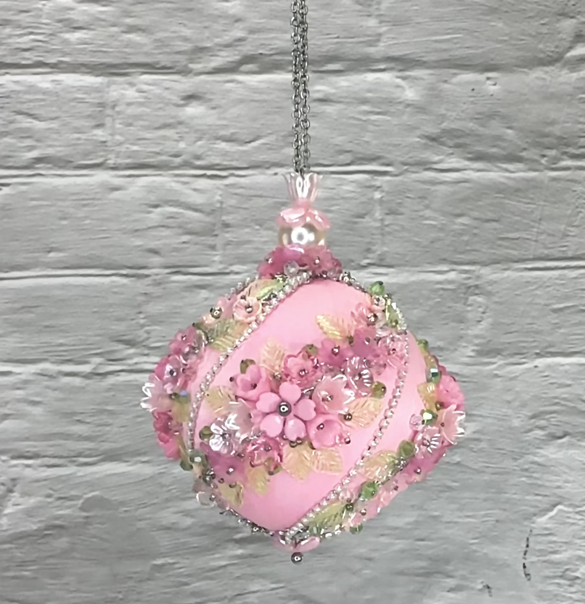 Beaded Sequin Christmas Satin Ornament Push Pin Kit DIY Garland pink video