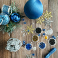 Load image into Gallery viewer, Beaded Sequin Christmas Satin Ornament Push Pin 
Vintage materials  (Blue)
