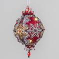 Load image into Gallery viewer, Beaded Sequin Christmas Satin Ornament Push Pin Side DIY Vintage 
Snowflakes (Red).
