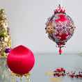 Load image into Gallery viewer, Beaded Sequin Christmas Satin Ornament Push Pin Kit DIY Vintage 
Snowflakes (Red).
